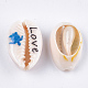 Printed Natural Cowrie Shell Beads X-SHEL-S276-11B-2