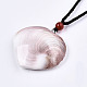 Natural Shell Fossil Pendant Necklaces NJEW-S421-004-3