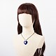 Blue Lampwork Evil Eye Pendant Necklace with Waxed Cord for Women NJEW-JN03955-03-3
