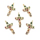 Cross Brass Micro Pave Colorful Cubic Zirconia Pendants KK-G419-17G-1