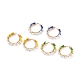 6шт 3 цветные стеклянные плетеные серьги-кольца с цветком EJEW-TA00118-1