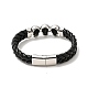 304 Stainless Steel Beaded Link Bracelet with Magnetic Clasp for Men Women BJEW-C021-22-P-3