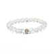 Bracelet extensible perlé rond en pierre de lune synthétique avec strass BJEW-JB07888-01-1