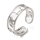 304 Stainless Steel Cat Open Cuff Ring for Women RJEW-M149-15P-3