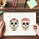 GLOBLELAND Halloween Background Clear Stamps Skull Skeleton Flowers Silicone Clear Stamp Seals for Cards Making DIY Scrapbooking Photo Journal Album Decoration DIY-WH0167-56-911-2