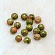Half Drilled Round Natural Unakite Beads X-G-D735-04-1