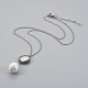 Teardrop Shell Pearl Pendant Necklaces NJEW-JN02286-2