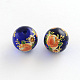 Flower Picture Transparent Glass Round Beads GFB-R004-14mm-S18-1