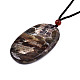 Natural Flower Agate Pendant Necklaces NJEW-S421-020B-3