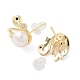 Natural Pearl Swan Stud Earrings EJEW-P256-66G-2