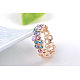 Real 18K Rose Gold Plated Alloy Czech Rhinestone Wide Band Finger Rings RJEW-AA00348-7#-RG-3