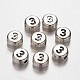 Flat Round Antique Silver Tone Alloy Number Beads PALLOY-K194-03AS-1