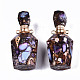 組み立てられた合成ブロンズとインペリアル ジャスパーの開閉可能な香水瓶のペンダント  ライトゴールド真鍮のパーツと  染め  紫色のメディア  容量：1ml（0.03液量オンス）  41~42x17~18x17~18mm  穴：1.8mm G-S366-058D-2