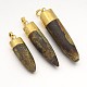 Bullet Natural Agate Pointed Pendants G-P067-08M-1