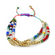 Rundes Armband aus geflochtenen Perlen aus Messing und facettiertem Glas BJEW-C052-06-2