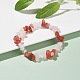 Bracelet extensible en perles de cornaline naturelle (teinte) et de quartz rose pour femme BJEW-AL00003-17-2