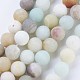 Brins de perles rondes d'amazonite de fleurs naturelles givrées X-G-J363-01-8mm-1