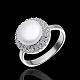 Brass Round Imitation Pearl Finger Rings For Party RJEW-BB10295-8-2