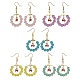 Orecchini pendenti con anello in finta giada e perline di vetro EJEW-JE05568-1