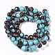 Brins de perles synthétiques turquoise et bronzite assemblés X-G-S366-025B-2