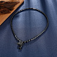 Black Iron Stone Pendant Necklaces NJEW-BB17490-6