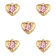 5 pieza de dije de corazón de latón con colgante de circonio cúbico rosa para el día de San Valentín JX384A-1