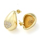 Teardrop with Heart Brass Micro Pave Clear Cubic Zirconia Stud Earrings EJEW-A034-02G-2