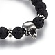 Bracelets de perles tressées en pierre de lave naturelle ajustables BJEW-JB03976-4