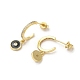 Anello e malocchio orecchini a bottone in vero ottone placcato oro 18k EJEW-L268-037G-01-2