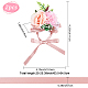 クラスパイア2ピースシルク手首コサージュ  プラスチック製の模造花付き  結婚式のための  パーティーの装飾  ピンク  350mm AJEW-CP0001-51D-2