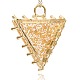 アロイ樹脂の三角形の大きなペンダント  クリスタルラインストーン付き  ゴールデンの金属色  ゴールド  80.5x66x14mm  穴：11mm PALLOY-J189-01G-2