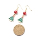 Orecchini pendenti in lega smaltata a tema natalizio con perline in resina EJEW-JE05024-5