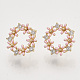 Brass Micro Pave Clear Cubic Zirconia Stud Earring Findings X-KK-T054-38G-NF-1