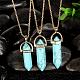 Bullet Natural Turquoise Pointed Pendant Necklaces NJEW-BB00024-03-3