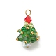 クリスマスツリーのガラスペンダント  本物の18Kゴールドメッキ真鍮ビーズと付属品付き  カラフル  26x18.5x18.5mm  穴：2.2mm PALLOY-JF01964-02-1