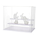透明なプラスチックのミニフィギュアのディスプレイケース  模型用3段ホルダーライザー  ビルディングブロック  人形展示  長方形  透明  完成品：31.5x21.5x26cm ODIS-WH0025-142B-1