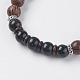 Bracelets extensibles en pierres de lave naturelles et synthétiques et perles de pierre dorée verte BJEW-E326-03A-2