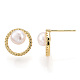 Natural Pearl Ring Stud Earrings PEAR-N017-06F-2