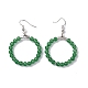 Orecchini pendenti rotondi con anello di perline con pietre preziose naturali EJEW-G307-02P-4