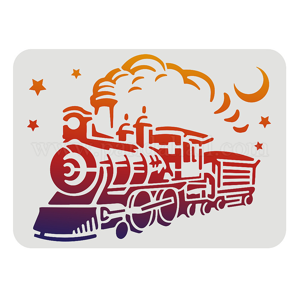 Shop FINGERINSPIRE Train Stencil 29.7x21cm Plastic Steam