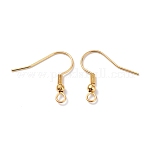 304 Stainless Steel Earring Hooks, Ear Wire, with Horizontal Loop, Real 18K Gold Plated, 20x20x3mm, Hole: 2mm, 21 Gauge, Pin: 0.7mm