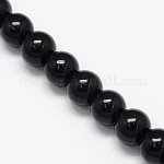 Perle tonde di cristallo fili, nero, 8mm, Foro: 1 mm, circa 54pcs/filo, 15.7 pollice