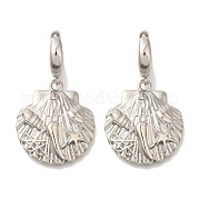 Серьги-кольца из латуни в форме ракушки с покрытием стойки EJEW-H016-43P