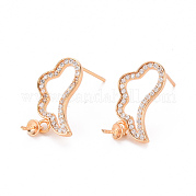 Brass Micro Pave Clear Cubic Zirconia Earring Findings KK-T062-234G-NF