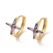 Серьги-каффы с крестом из кубического циркония EJEW-G348-16G-01