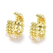 Серьги-каффы из латуни с бусинами из искусственного жемчуга ABS EJEW-D088-16G