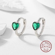 Серьги-кольца с кубическим цирконием в форме сердца AX2868-2