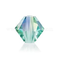 Preciosa® Kristallperlen, tschechischer Kristall, Doppelkegel (451 69 302 Rondell), 50005 200 karibisches meer ab, 4 mm, Bohrung: 0.8 mm