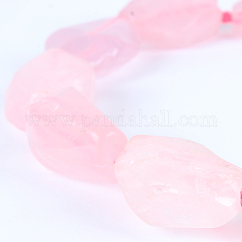 Fili di perle di pietre preziose naturali di quarzo rosa, 22~38x15~30x8~20mm, Foro: 2 mm, circa 10~17pcs/filo, 16.54 pollice