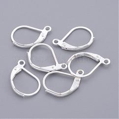 Messing Creolen Zubehör, mit Schleife, Bleifrei und cadmium frei, silberfarben plattiert, Größe: ca. 10 mm breit, 15 mm lang, Bohrung: 1 mm